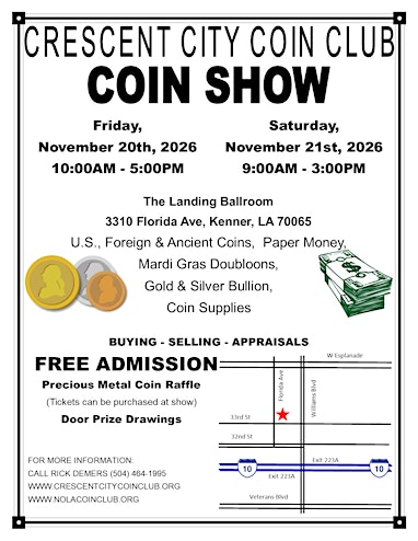 Crescent City Coin Club – November 2026 Coin Show