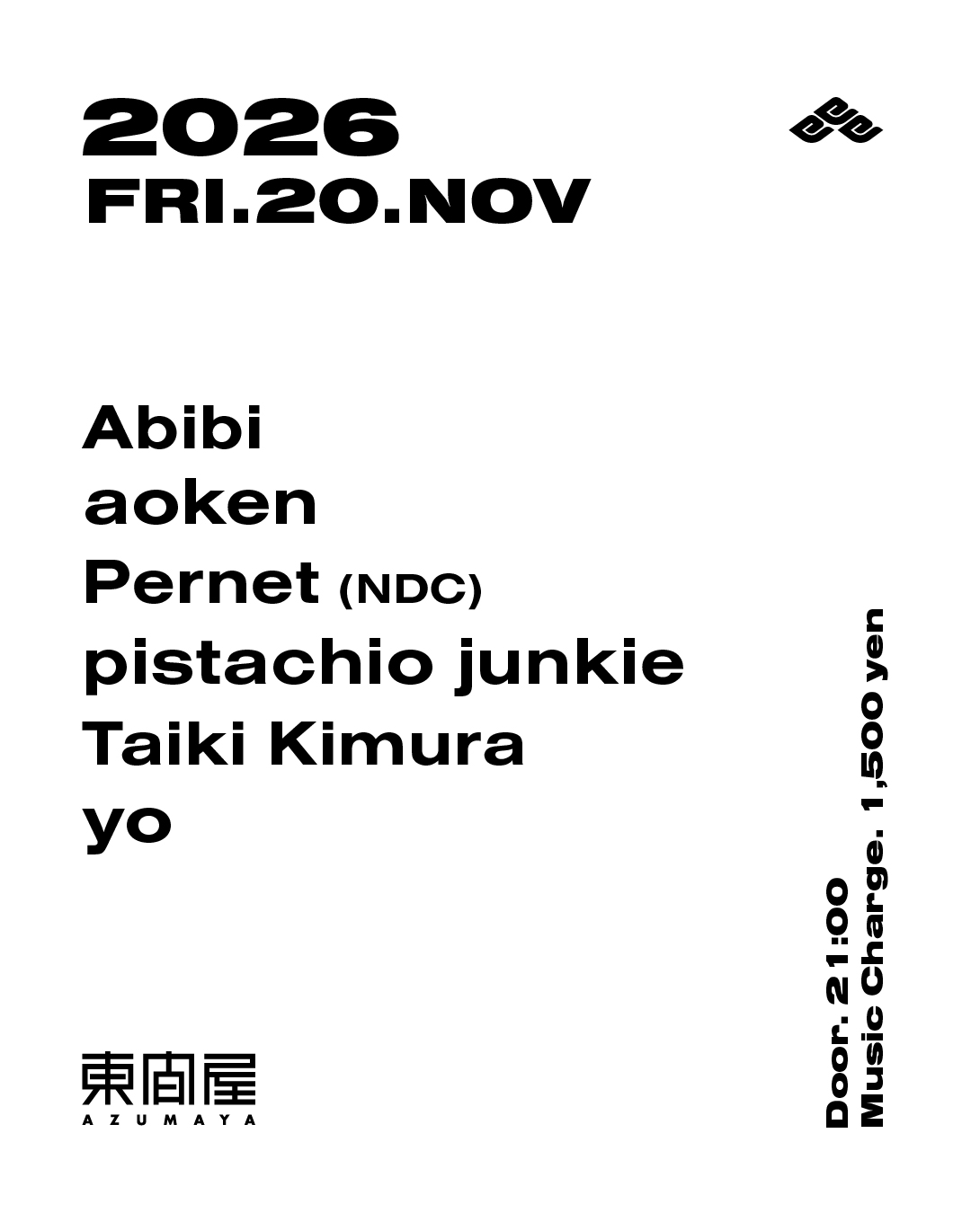 Azumaya Fridays: Abibi, aoken, Pernet & more