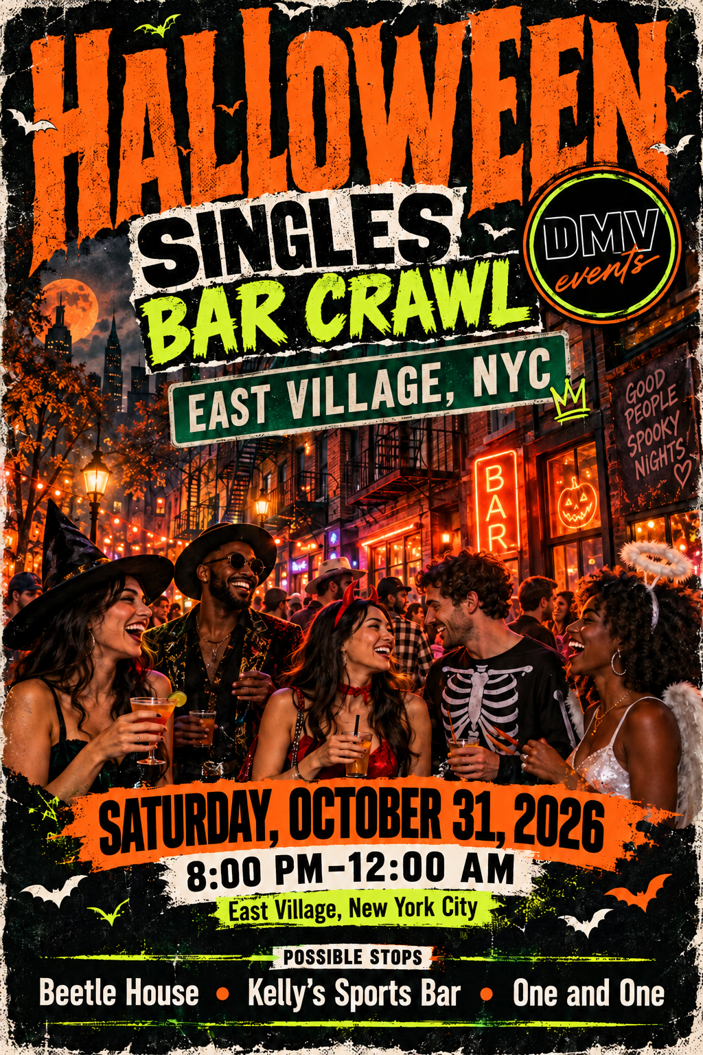 HALLOWEEN SINGLES BAR CRAWL — EAST VILLAGE, NYC 🎃