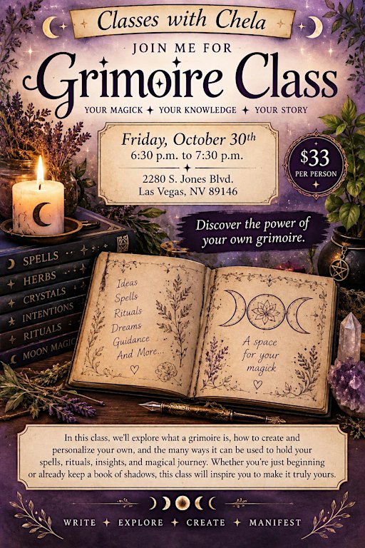 Grimoire Class: Your Magick* Your Knowledge* Your Story with Chela