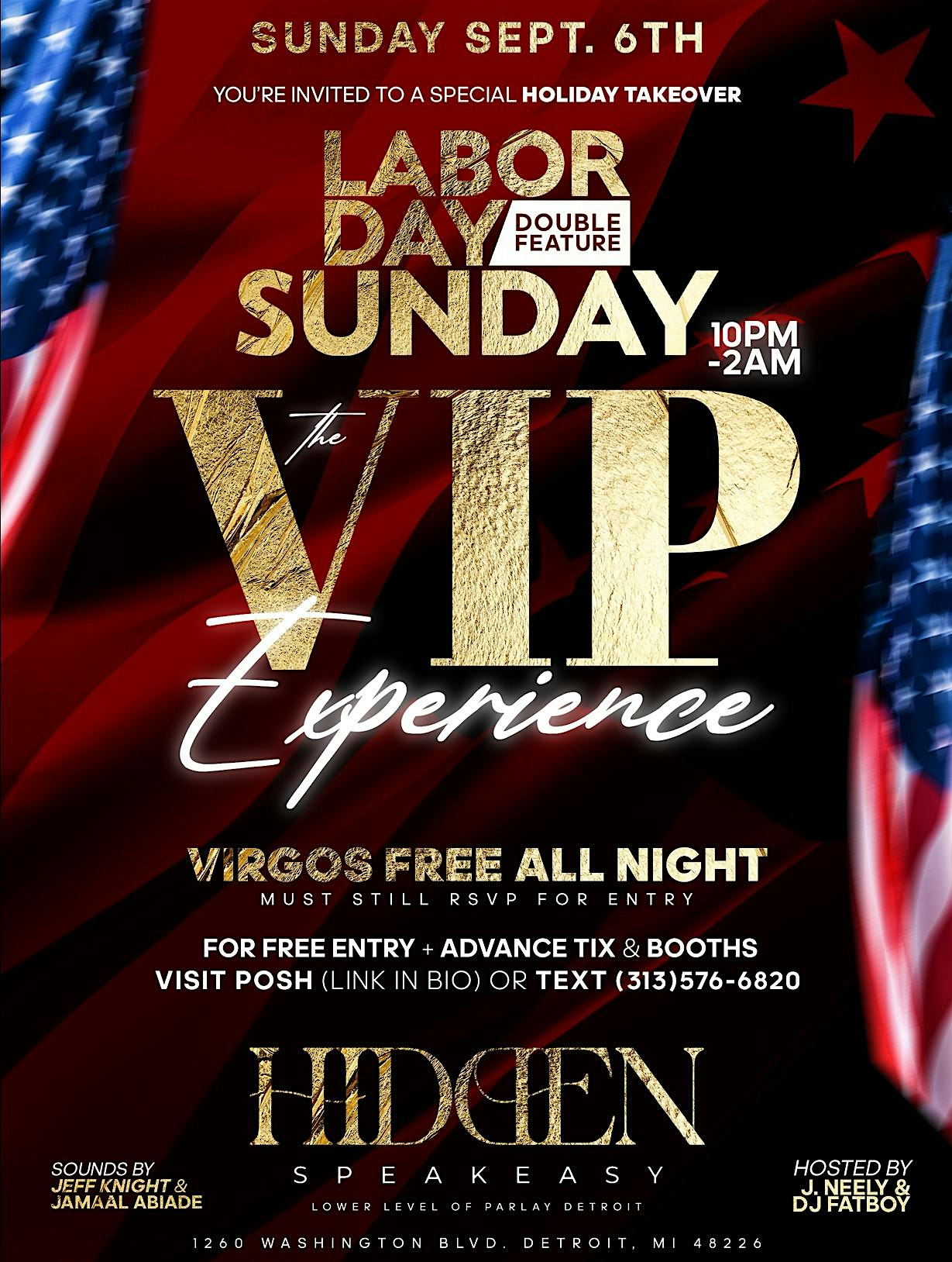 LABOR DAY SUNDAY NIGHT VIP EXPERIENCE @ HIDDEN SPEAKEASY