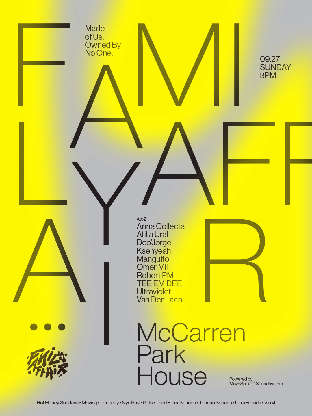 Family Affair - Hot Honey Sundays, Moving Company, nyc rave girls, Third Floor Sounds, Vin.yl