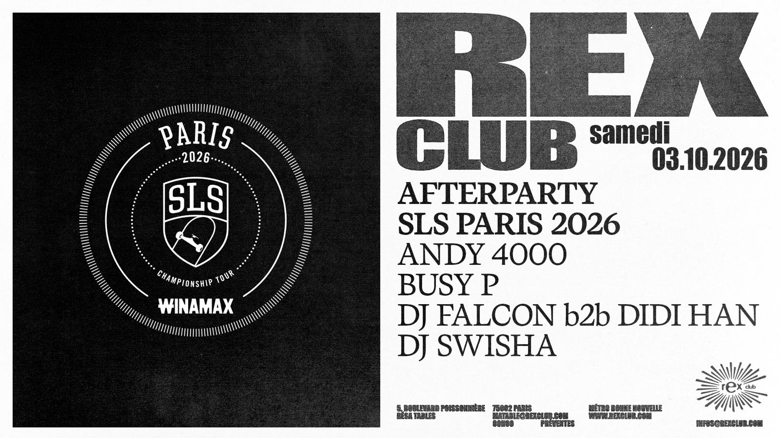 Afterparty SLS Paris 2026: Andy4000, Busy P, DJ Falcon b2b Didi Han, DJ SWISHA