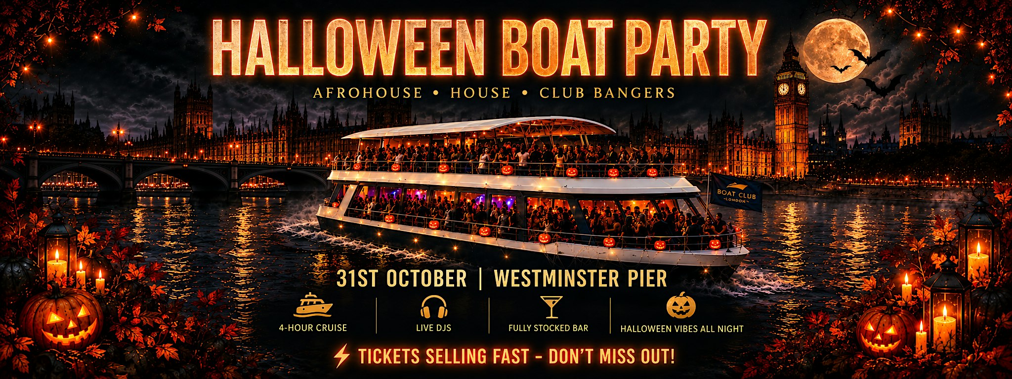 London's Hottest Halloween  Boat Party - 31st October
