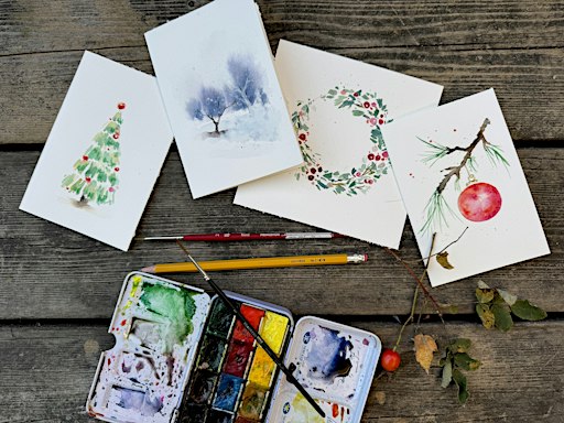 Holiday Watercolour Workshop at Paradiso Caffè e Gelato!