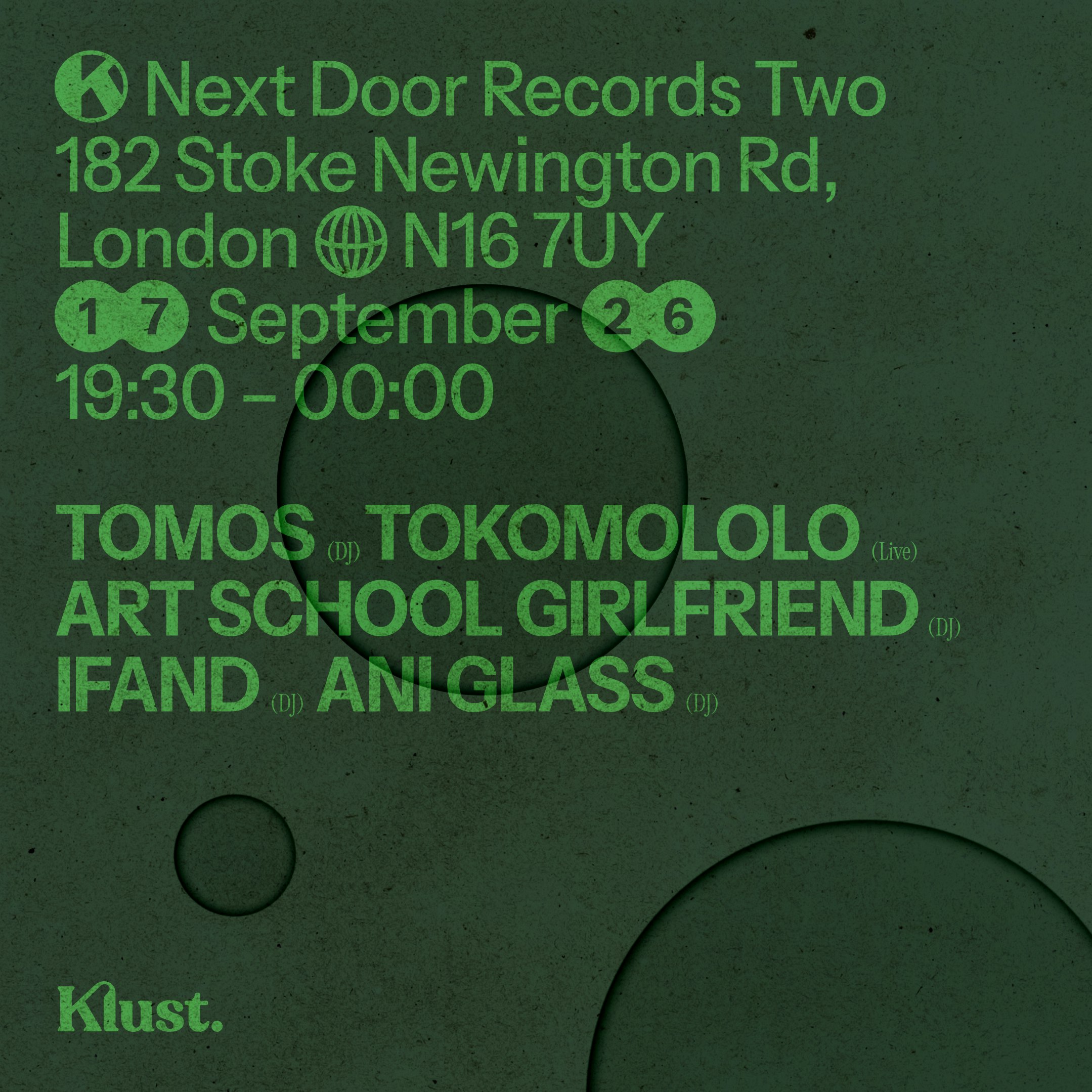 Klust Music Launch Party: Art School Girlfriend, Tokomololo, Tomos, IFAND + Ani Glass