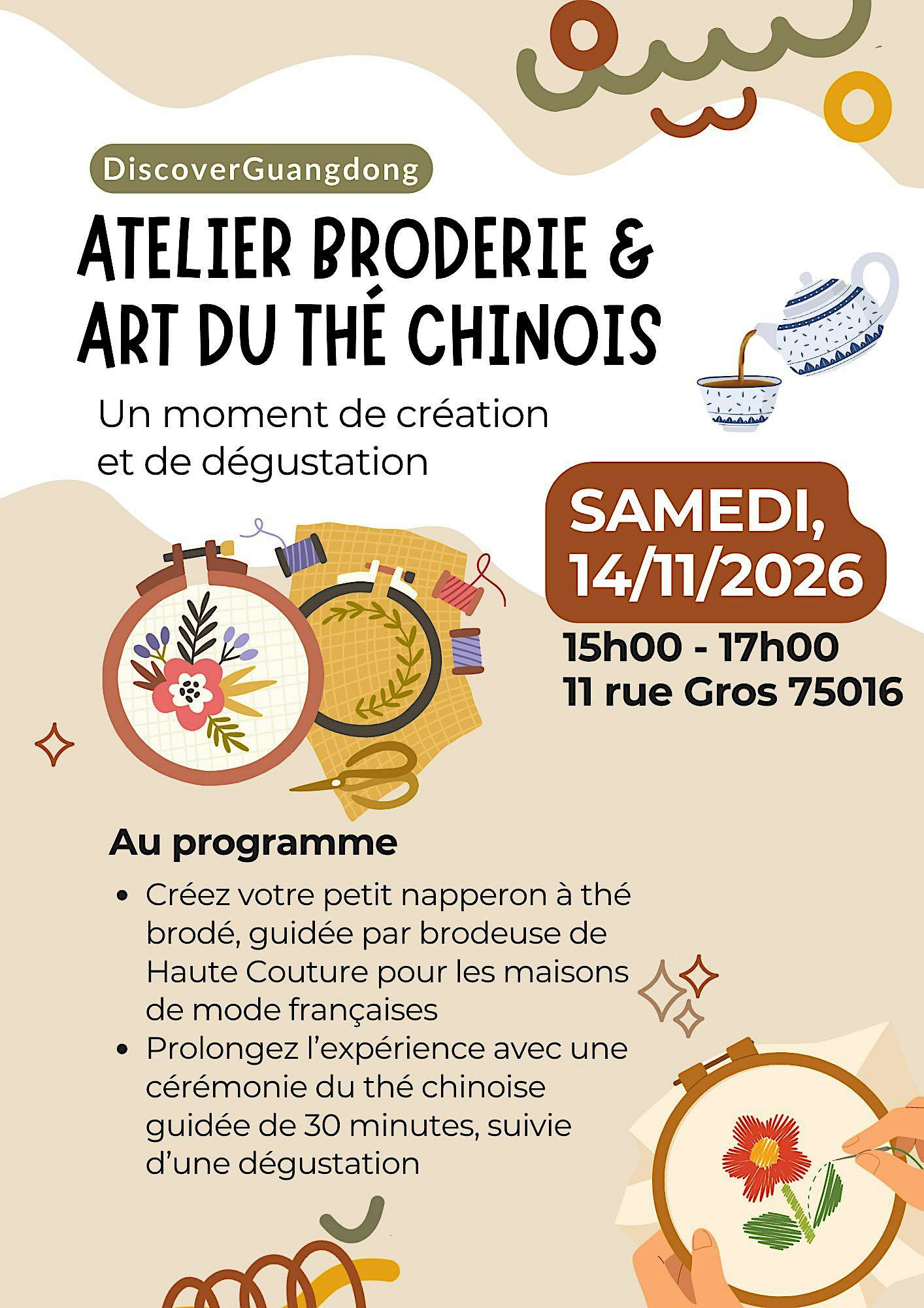 Atelier broderie & cérémonie du thé chinois