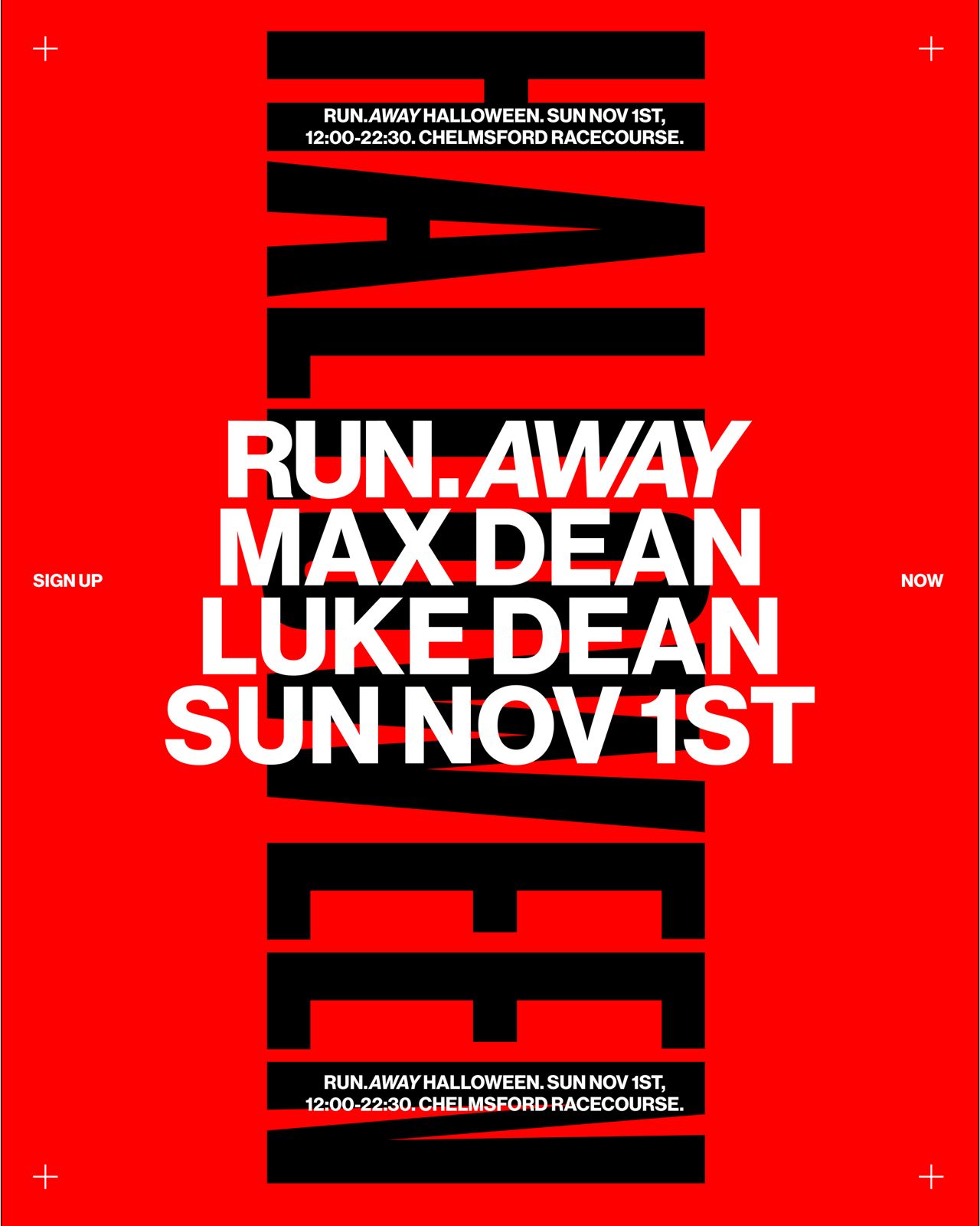 Run Away Halloween Day 2 - Sun 1 Nov - Max Dean & LUKE DEAN at Chelmsford Racecourse Essex