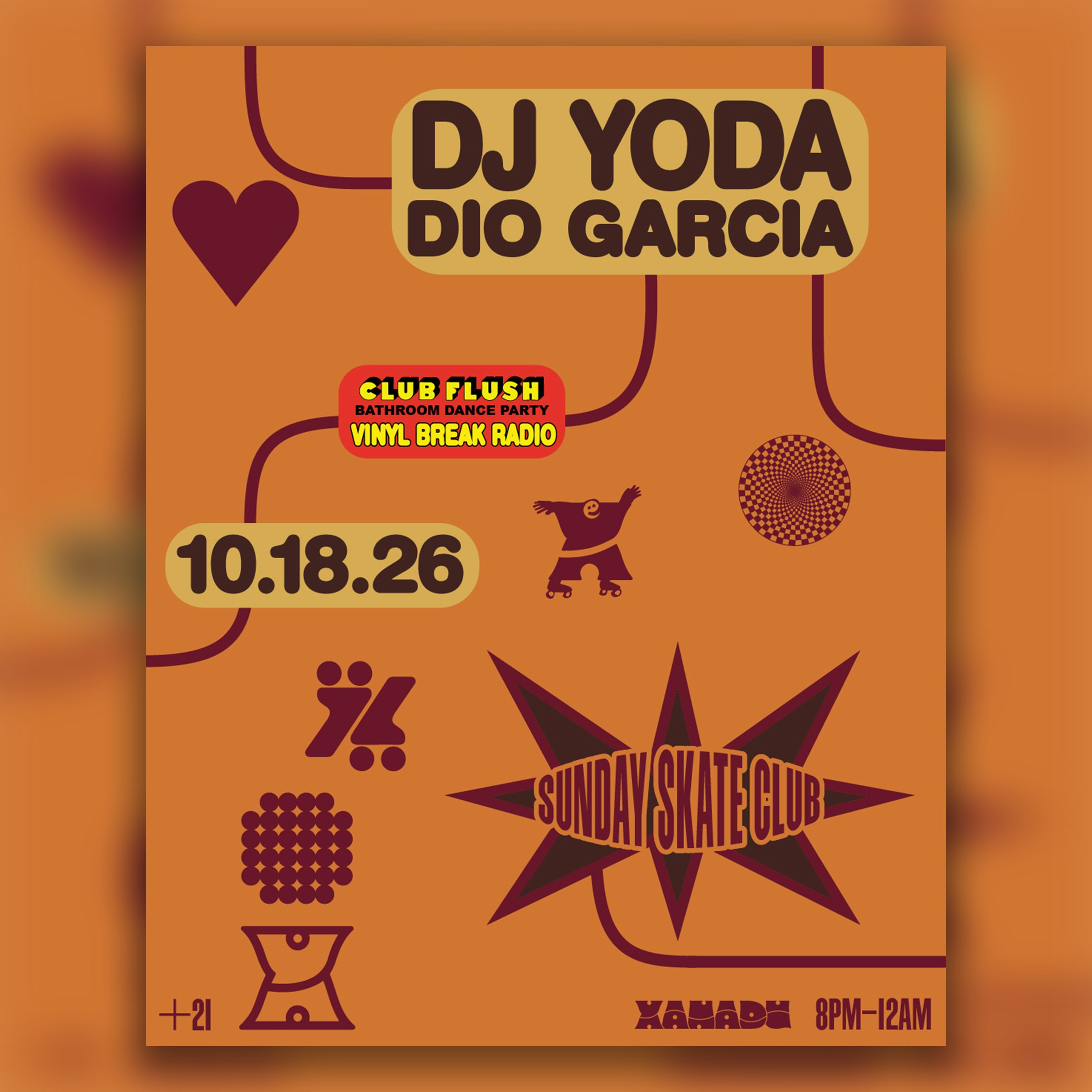 Sunday Skate Club: Back to the 90s edition feat. DJ Yoda (Live AV Set), Dio Garcia | Club Flush: Vinyl Break Radio (skate)