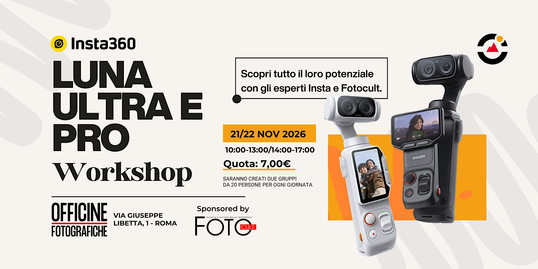 Workshop Insta360 Luna Ultra e Luna Pro