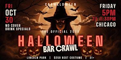 Chicago Halloween Bar Crawl 2026 - Lincoln Park - Fri, Oct 30
