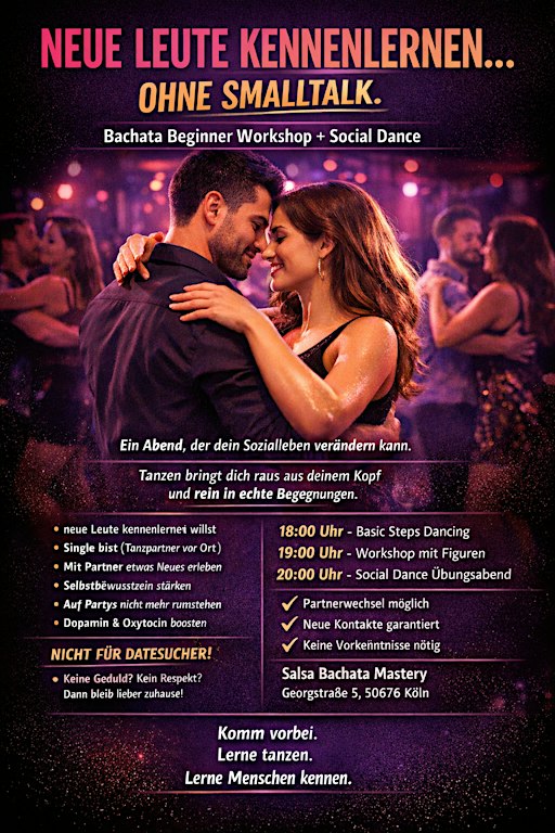 Single & Paar Event Köln – Gemeinsamer Tanzabend mit Workshop & Social