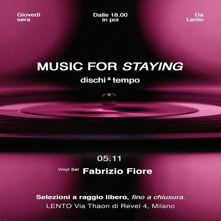 Music for Staying - dischi & tempo