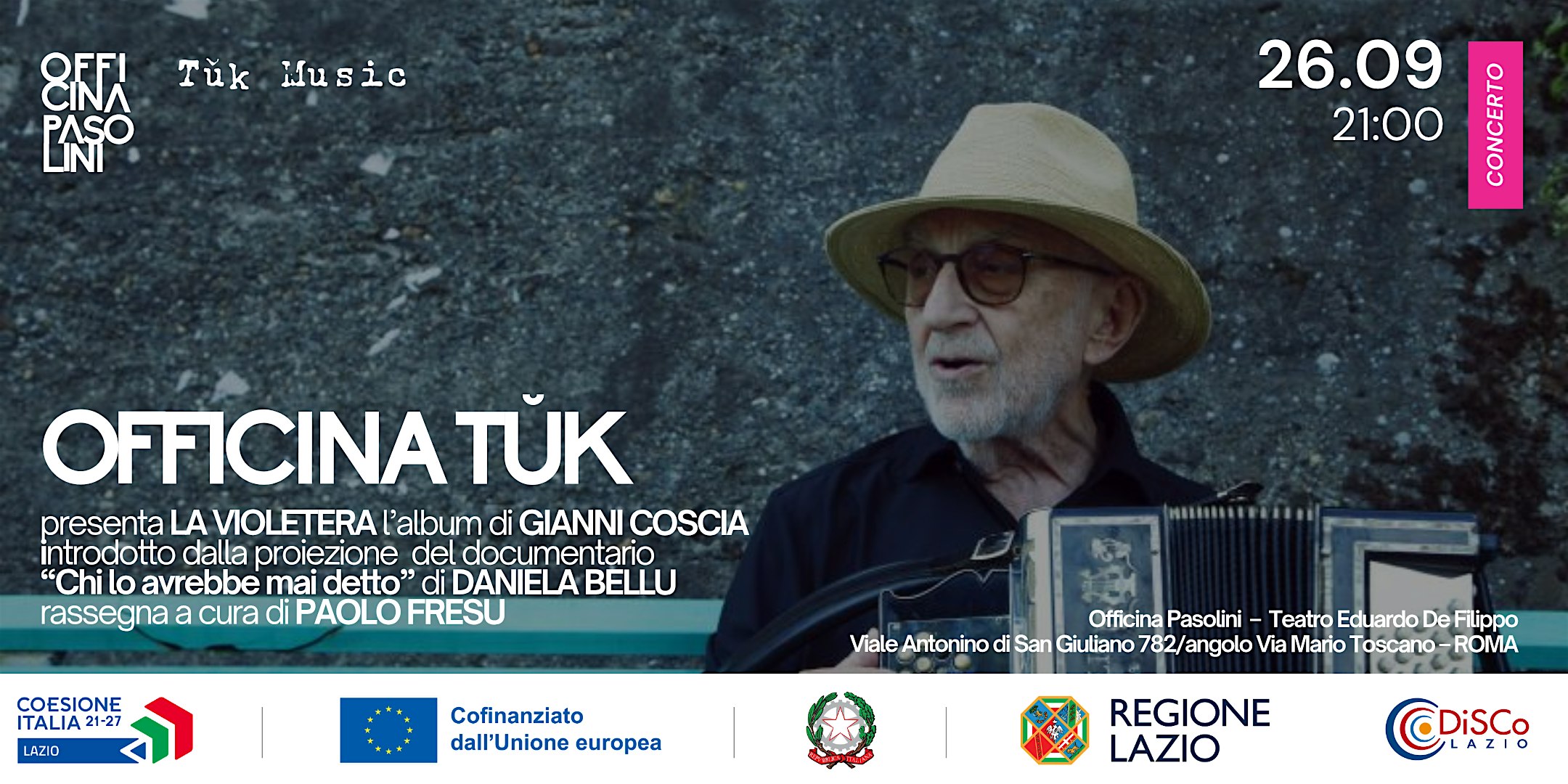 Officina Tuk presenta La Violetera, l'album di Gianni Coscia