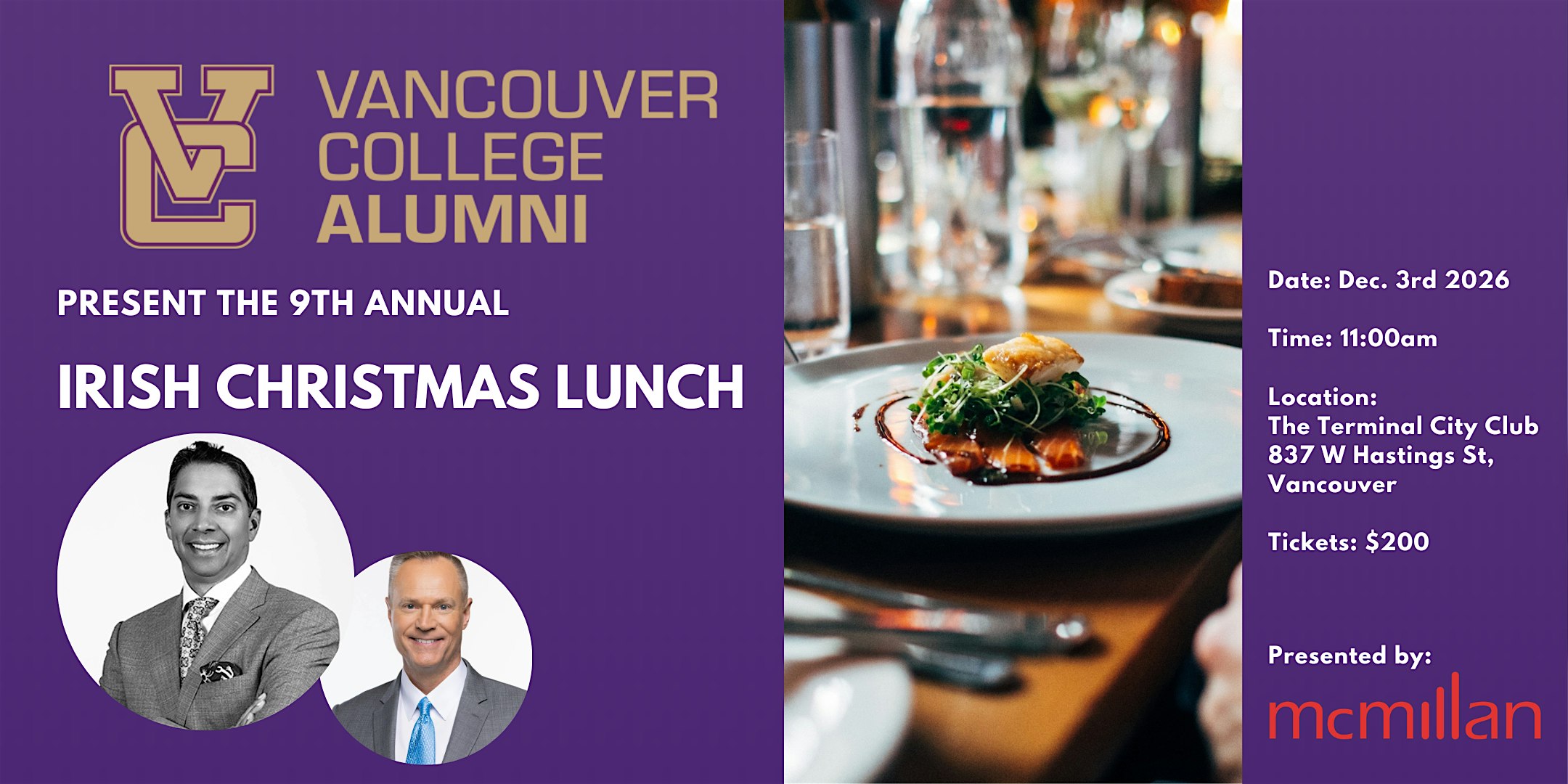 Vancouver College Alumni & Friends Irish Christmas Luncheon