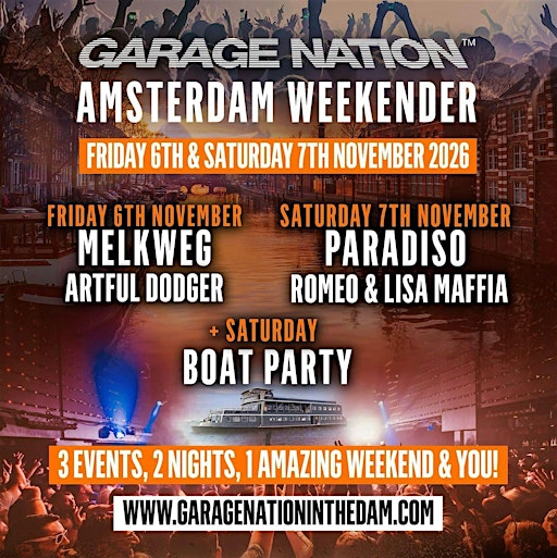 Garage Nation Amsterdam Weekender 2026