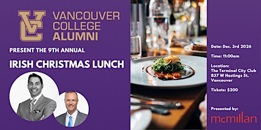 Vancouver College Alumni & Friends Irish Christmas Luncheon