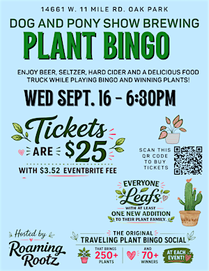 Plant Bingo at Dog and Pony Show Brewery / 80+ houseplants won!