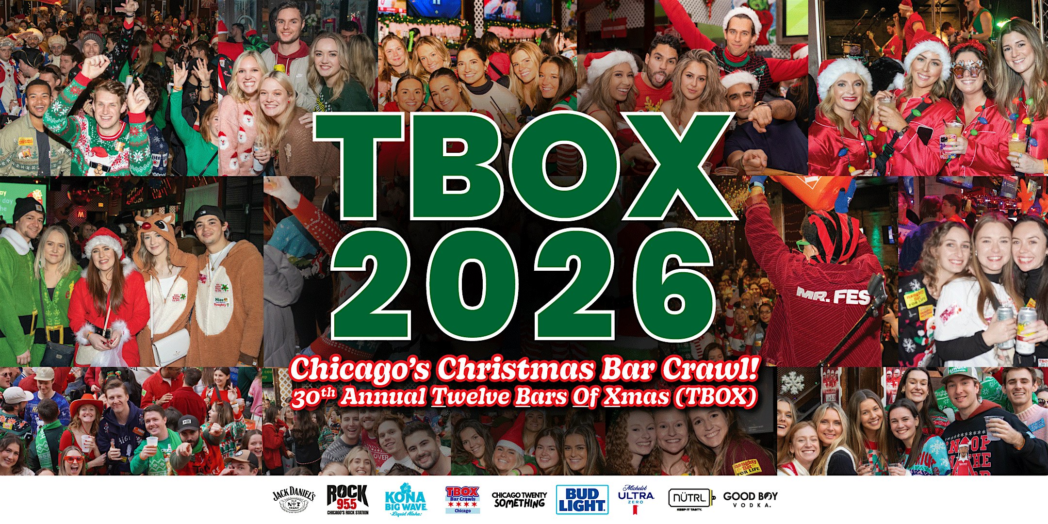 TBOX | Chicago's 30th Annual 12 Bars of Xmas/Santa Crawl | 12+ Wrigley Bars