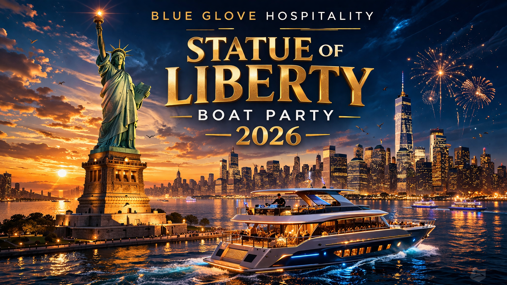 Blue Glove Presents: #1 STATUE OF LIBERTY BOAT 2026 (Hookah Available!)