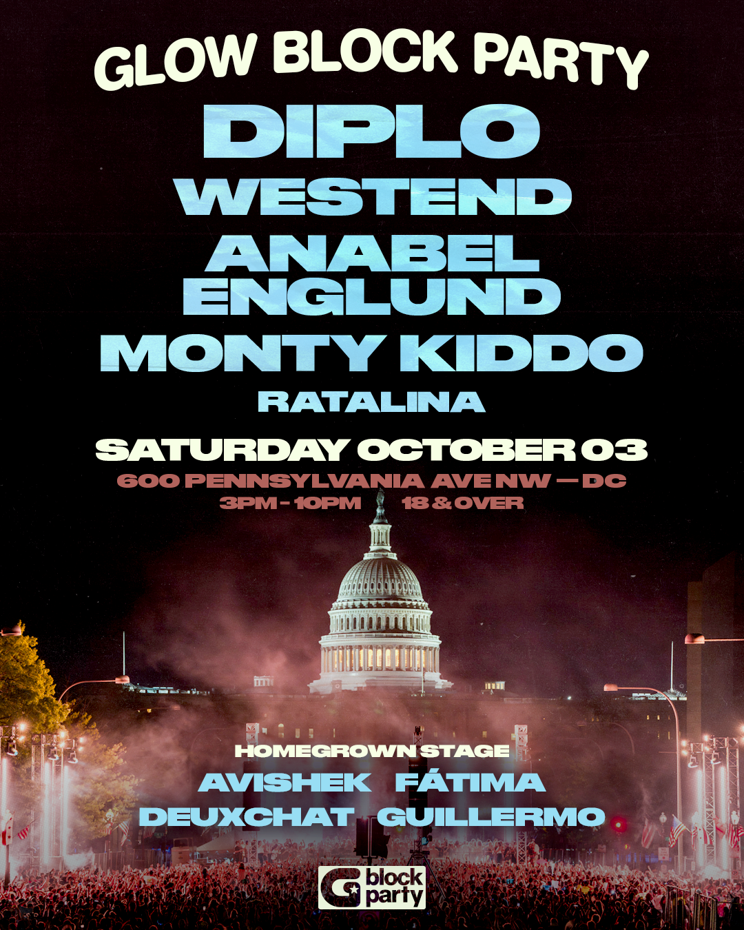 GLOW Block Party: Diplo, Westend, Anabel Englund, Monty Kiddo