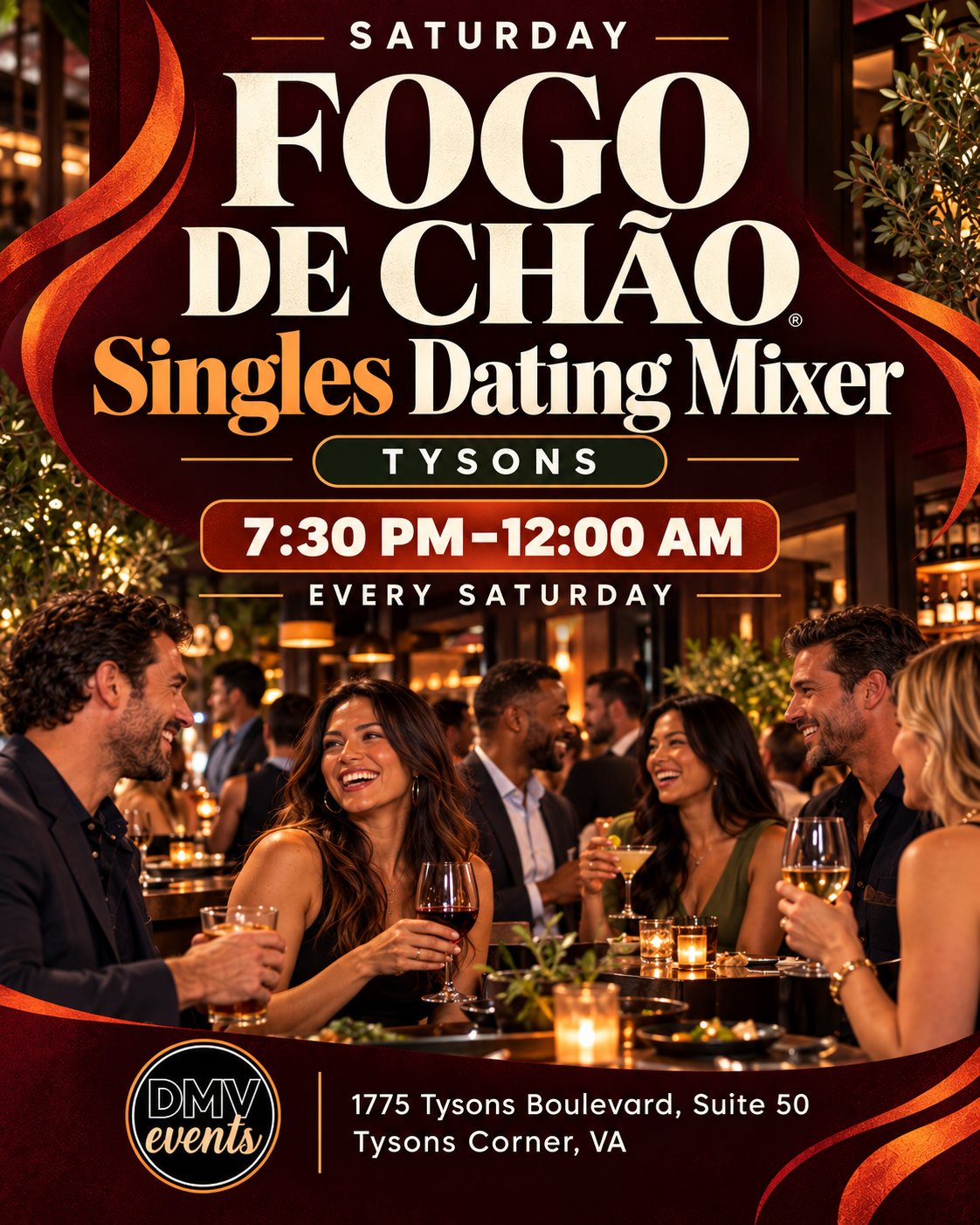 Saturday Fogo de Chão Singles Dating Mixer: Tysons