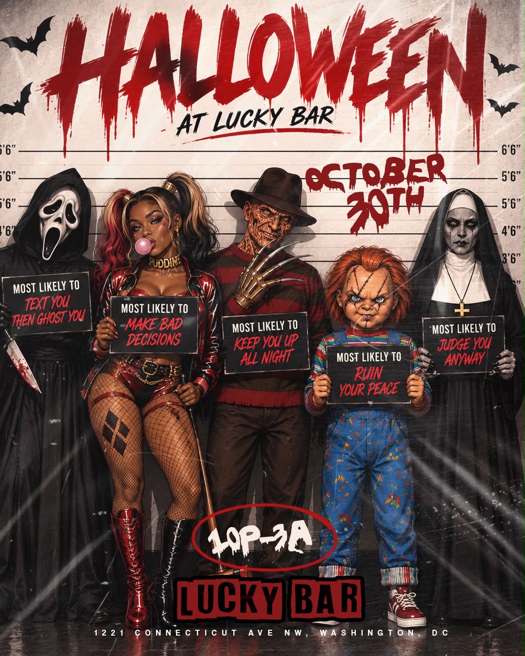 Halloween🎃 Eve Friday Night @LuckyBarDC🍀 $500 Costume Party