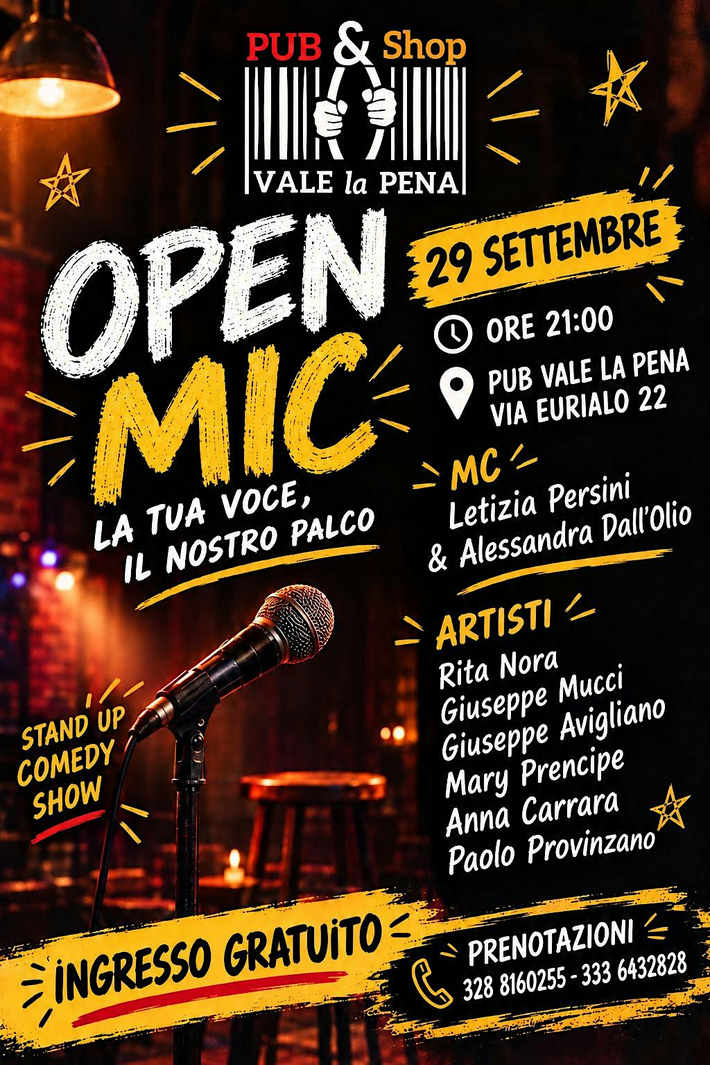Open Mic al Pub Vale La Pena - FREE ENTRY