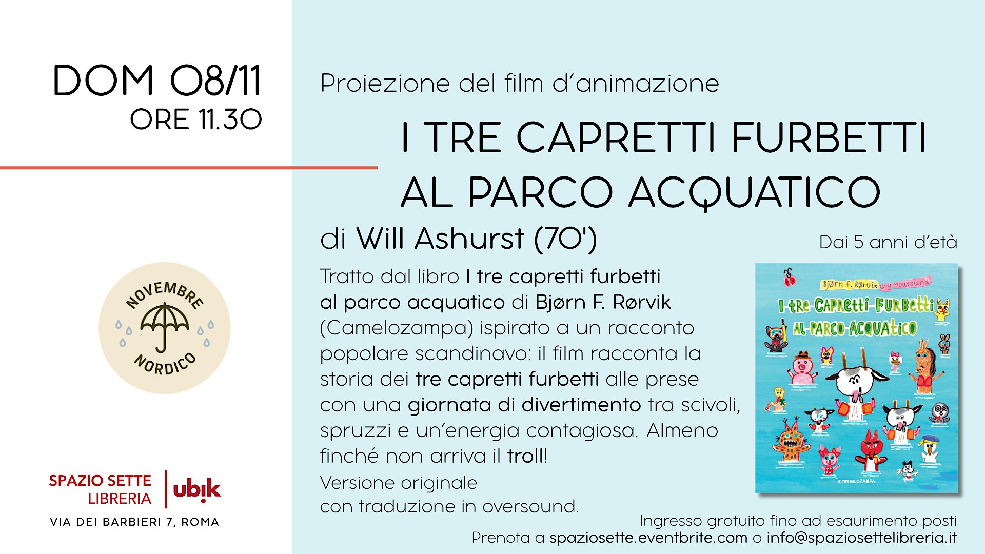 Proiezione del film "I tre capretti furbetti al parco acquatico"