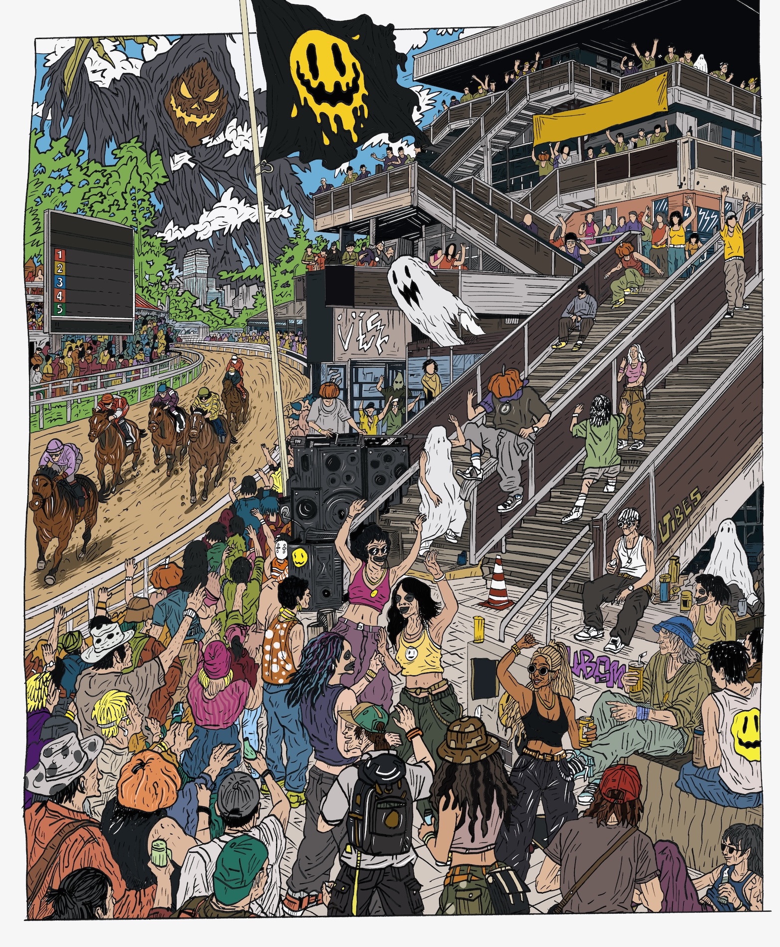 Komiks Warehouse Rave: Halloween with Adiel ☆ 3 Stages at The Racecourse ☆