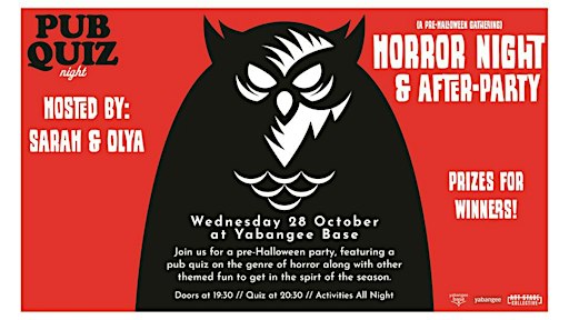 Horror Night Pub Quiz & Pre-Halloween Gathering (& After-Party)