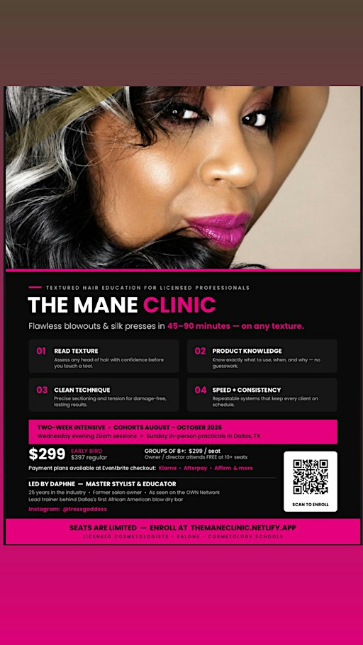 The Mane Clinic: Silk Press & Blowout Mastery for Licensed Stylists