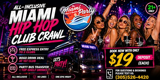 MIAMI BEST BAR CRAWL + TOP MIAMI NIGHTLIFE EVENTS + VIP NIGHT-CLUBS PACKAGE