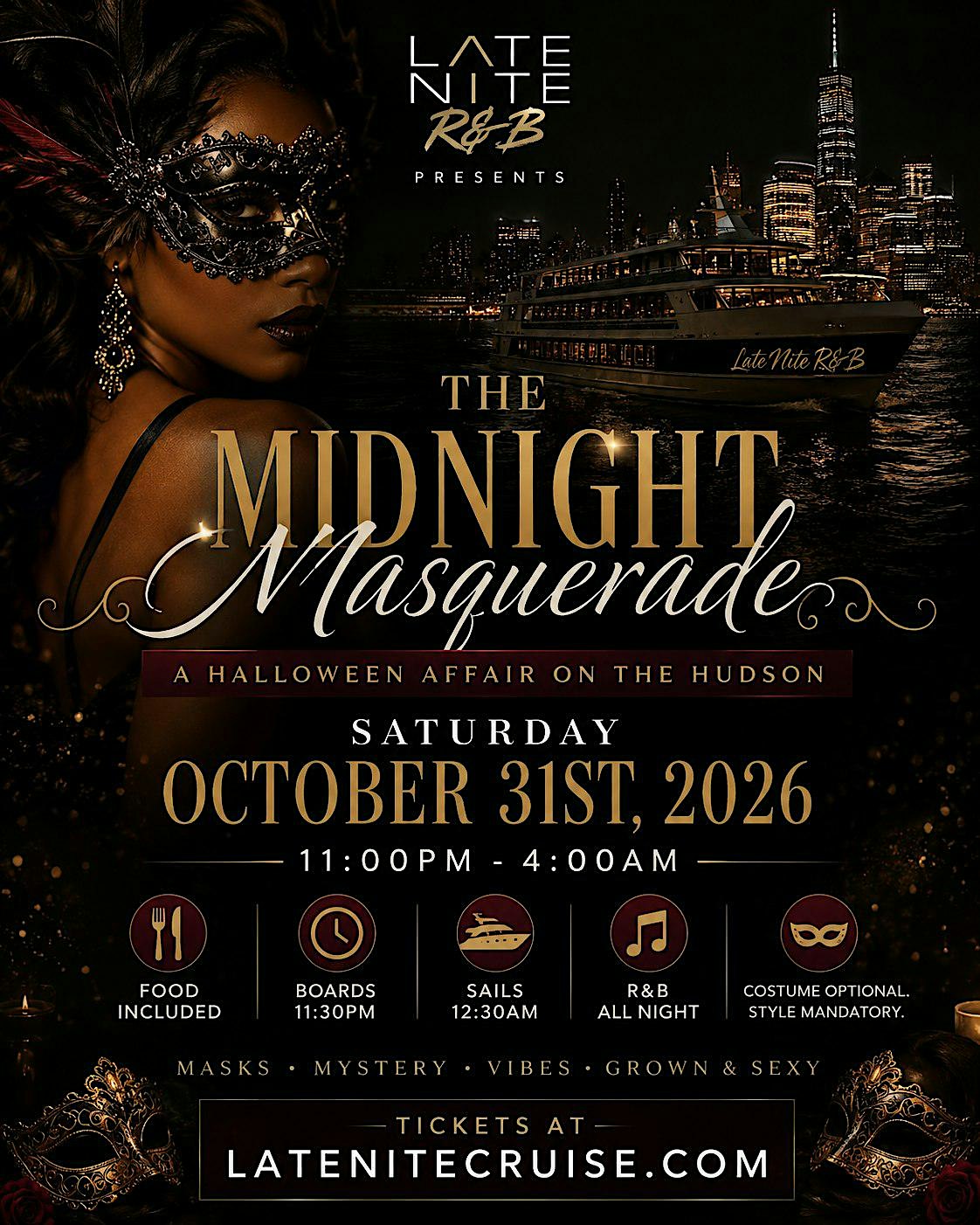 The Midnight Masquerade: NYC Halloween Boat Party