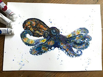 Mixed media: paint animals with watercolour and gouache