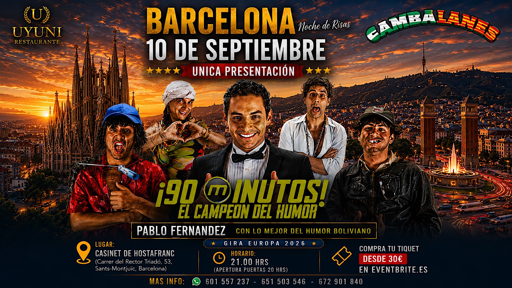 90 Minutos . El campeón del Humor. Barcelona 10 Septiembre. Pablo Fernandez