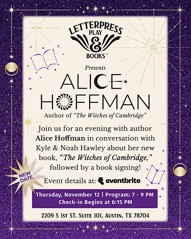 Letterpress Play & Books Presents: Alice Hoffman