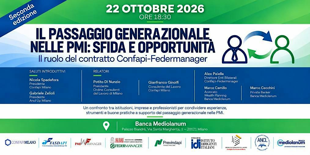 Il passaggio generazionale nelle PMI: sfida e opportunità - 2° edizione