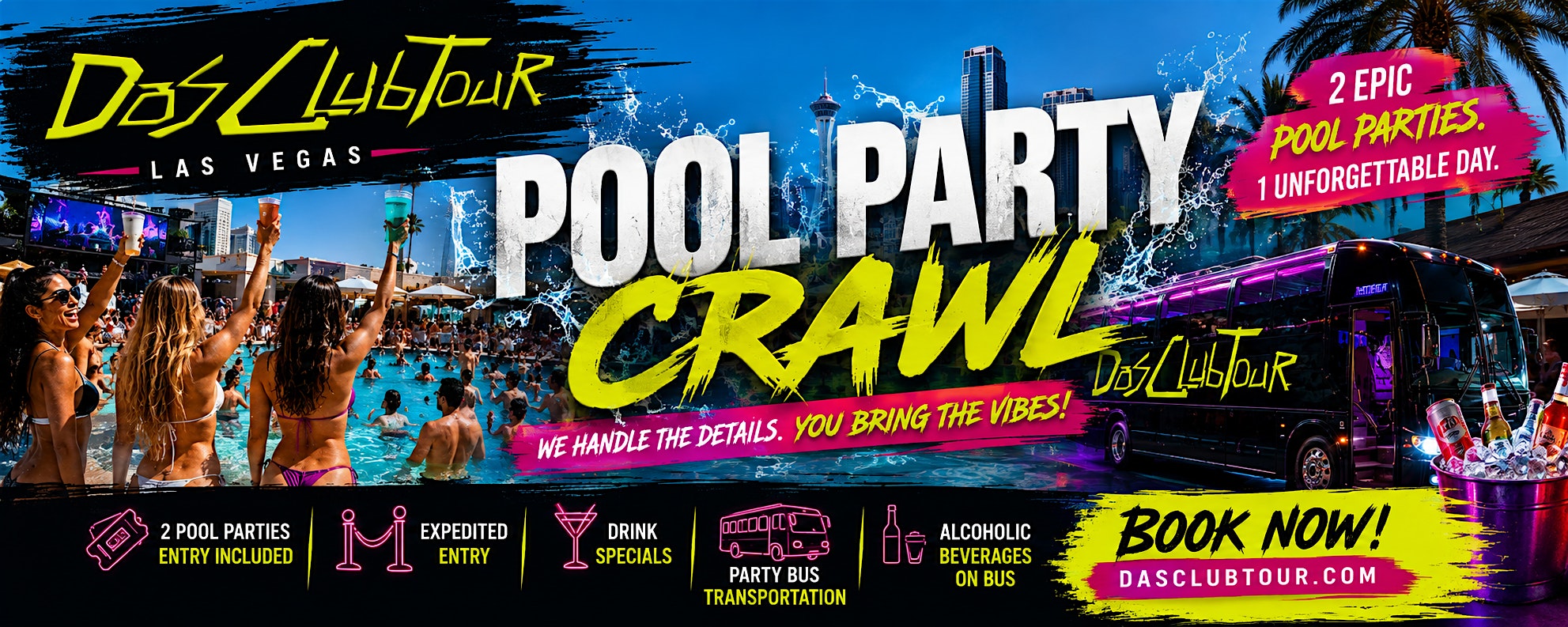 Las Vegas Pool Party Crawl with Party Bus