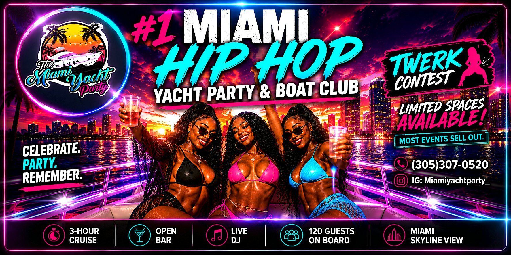 YACHT PARTY  MIAMI | HIP HOP YACHT PARTY MIAMI | 3HR FREE DRINKS