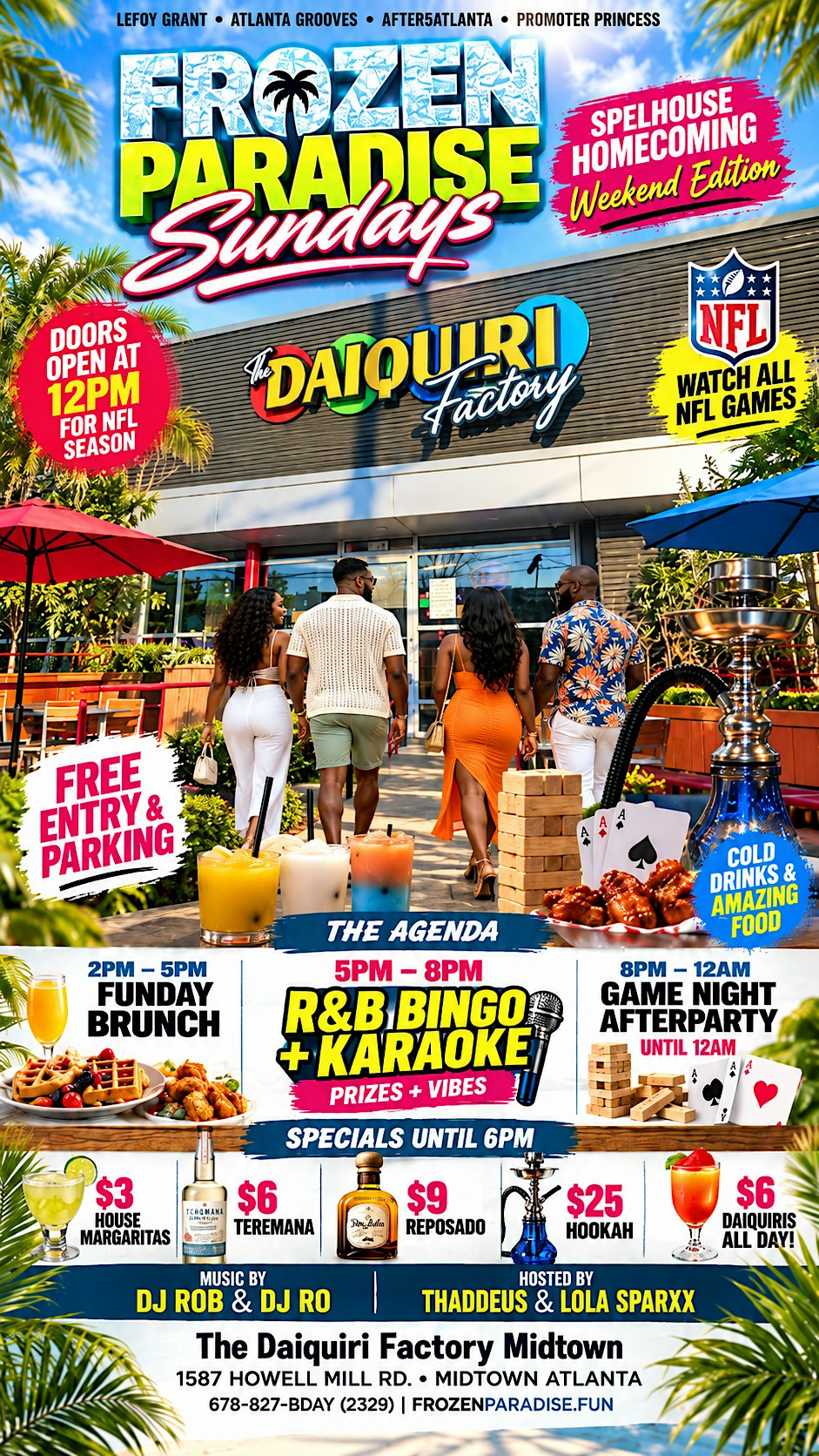 FROZEN PARADISE Sundays with R&B BINGO @ Daiquiri Factory Midtown!