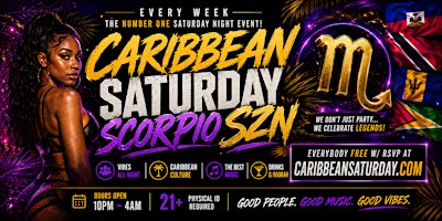 Scorpio SZN Caribbean Saturdays at Kiss Lounge  Soca Reggae Hip hop