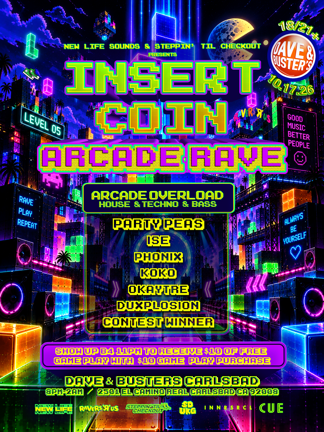 INSERT COIN: ARCADE RAVE (CARLSBAD TAKEOVER)