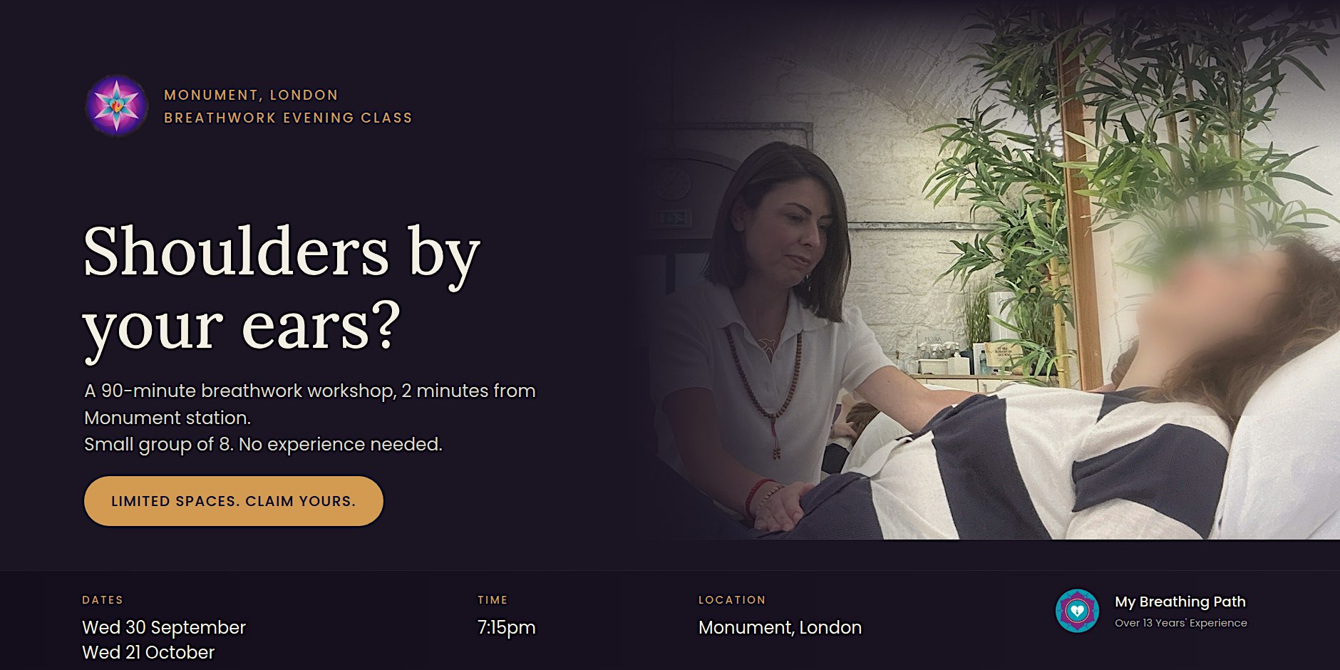 Breathwork Workshop, London (Monument) - Nervous System Regulation, Evening