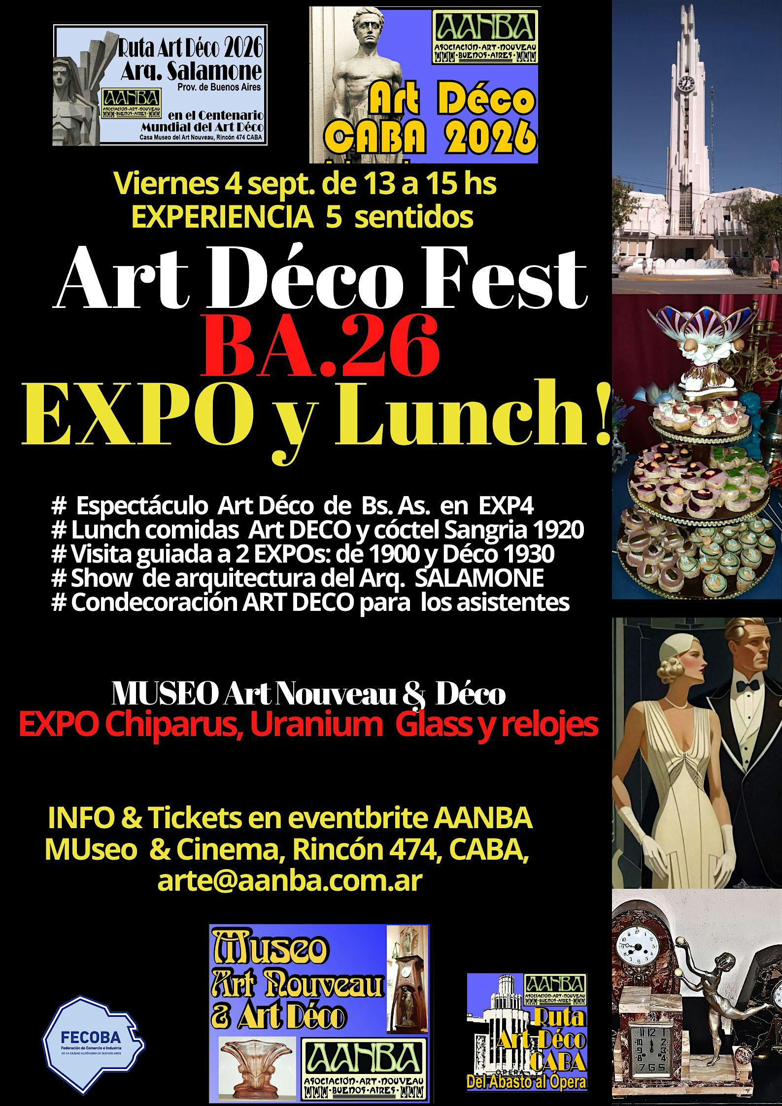 FESTIVAL ART DECO el ALMUERZO 1920, gran EXPO Déco Uranium y Show SALAMONE