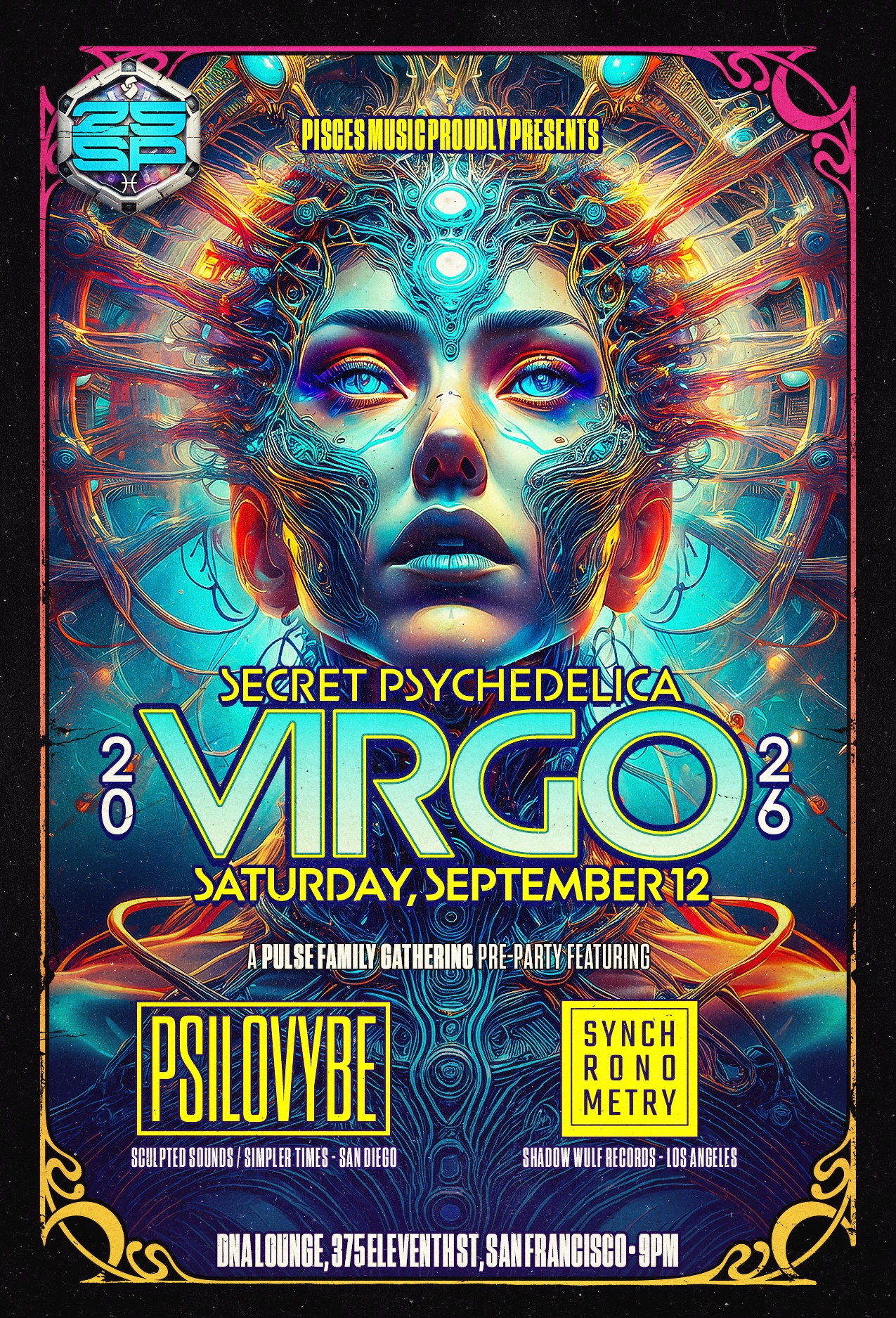 Secret Psychedelica: VIRGO 2026 with PSILOVYBE, Synchronometry,