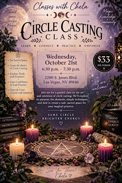 Circle Casting Class with Chela: Learn* Connect* Practice* Empower