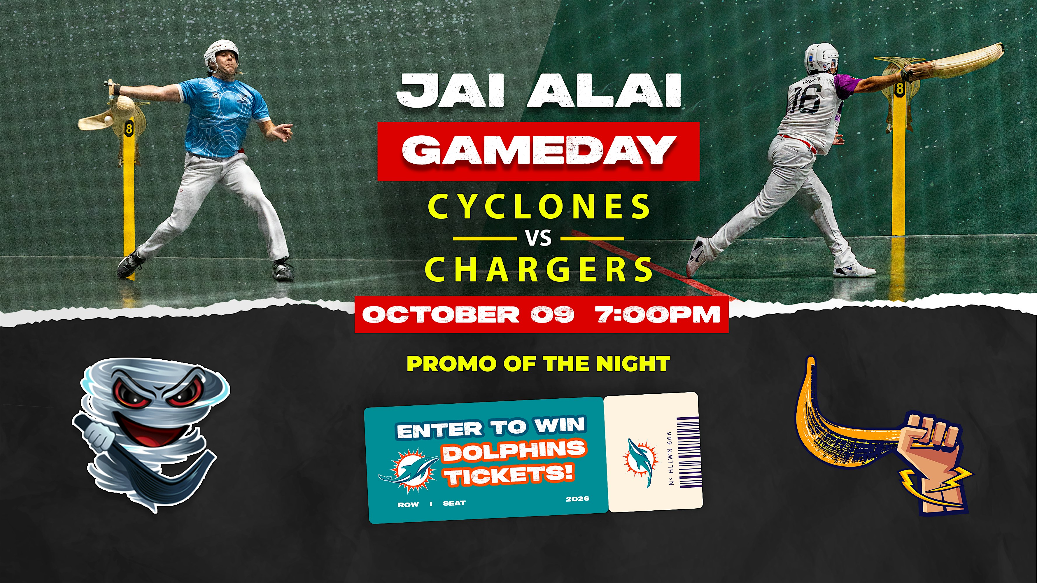 World Jai Alai League: Cyclones vs Chargers | Fri, Oct. 9