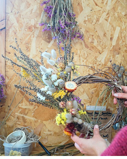 Dried  Flower Wreath: workshop at 5 Acre Farm