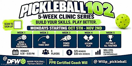 Pickleball 102 with Certified PPR Coach Will